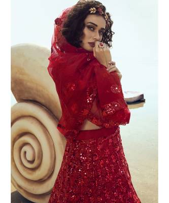 Rouge Red Sequence Embroidered Lehenga Choli 4
