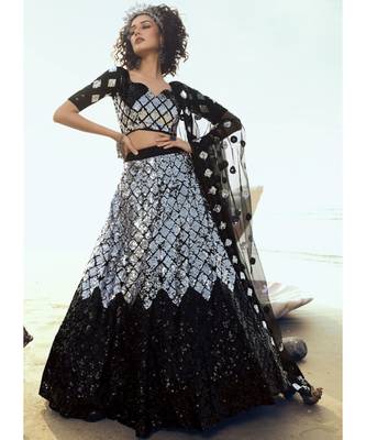Black Sequence Embroidered Lehenga Choli 1