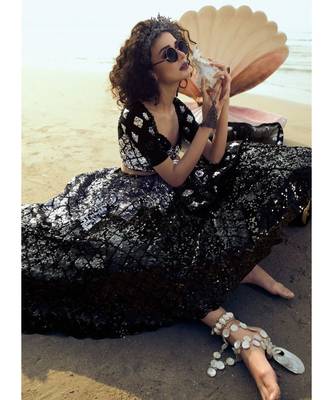 Black Sequence Embroidered Lehenga Choli 4