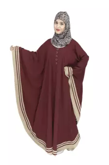 Maroon Crepe Designer Abaya for women