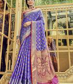 Lavender woven banarasi saree with blouse