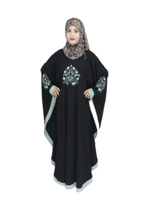 Black embroidered crepe abaya 1