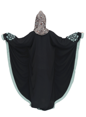 Black embroidered crepe abaya 2
