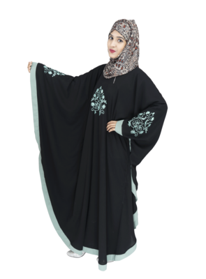 Black embroidered crepe abaya 3