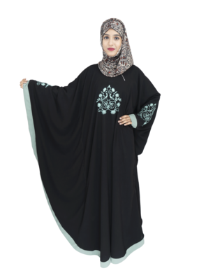 Black embroidered crepe abaya 4