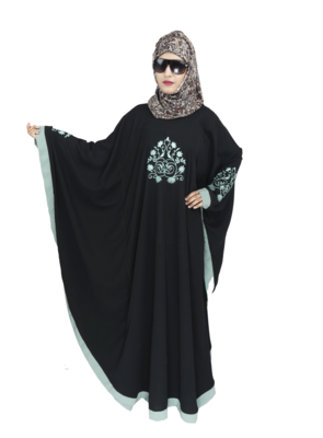Black embroidered crepe abaya 5