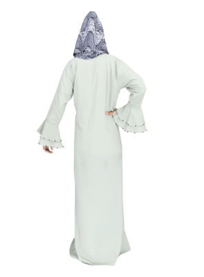 Cyan embroidered crepe abaya 2