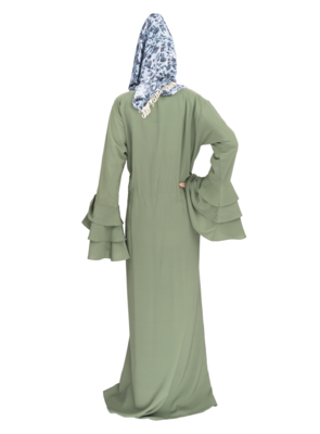 Green embroidered crepe abaya 2