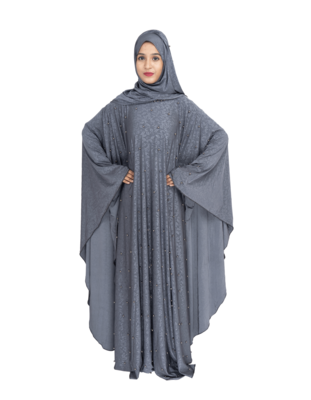 Blue brasso polyester abaya 1