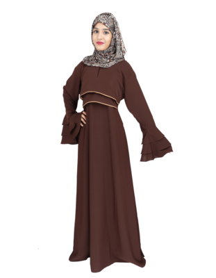 Brown plain crepe abaya 1