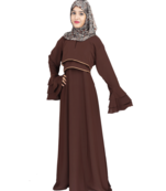 Brown plain crepe abaya