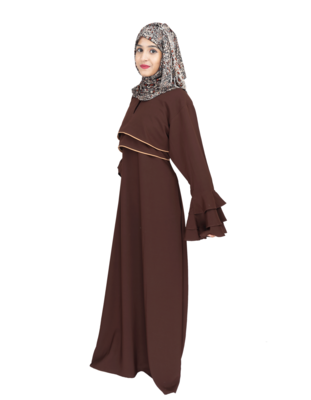 Brown plain crepe abaya 3