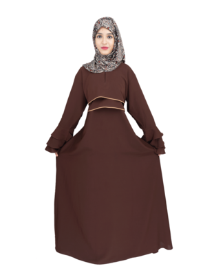 Brown plain crepe abaya 4
