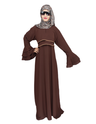 Brown plain crepe abaya 5