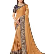 Beige embroidered art silk saree with blouse