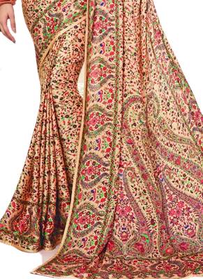 Multicolor printed art silk saree with blouse 3