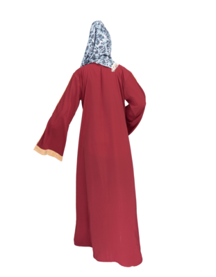 Maroon plain crepe abaya 2
