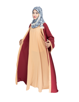 Maroon plain crepe abaya 3