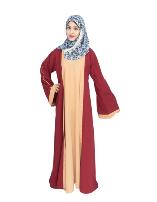 Maroon plain crepe abaya 5