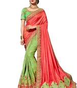Multicolor embroidered crepe saree with blouse
