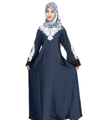 Blue embroidered art silk abaya