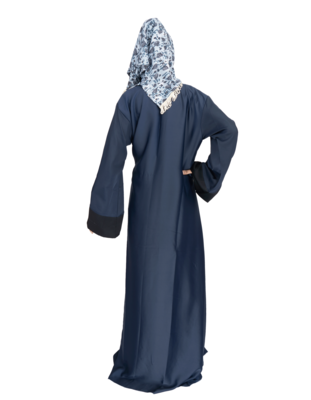 Blue embroidered art silk abaya 2