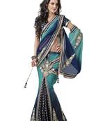 Multicolor embroidered georgette saree with blouse
