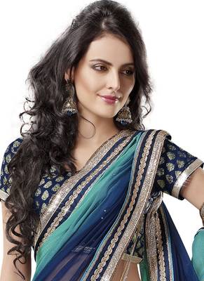 Multicolor embroidered georgette saree with blouse 2
