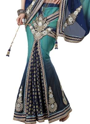 Multicolor embroidered georgette saree with blouse 3