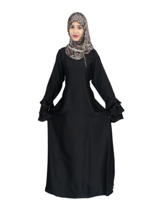 Black plain art silk abaya 1