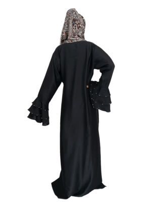 Black plain art silk abaya 2