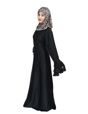 Black plain art silk abaya 3