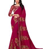 Magenta printed georgette saree with blouse