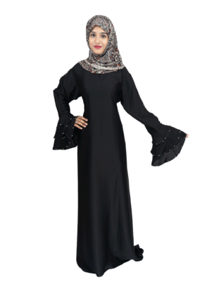Black plain art silk abaya 4