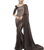 Grey printed satin saree with blouse