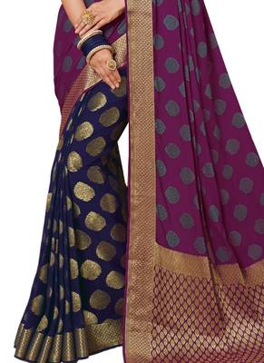 Multicolor printed georgette saree with blouse 3
