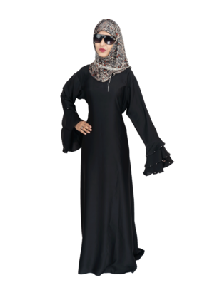 Black plain art silk abaya 5