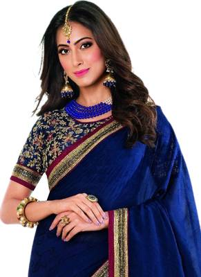 Purple embroidered georgette saree with blouse 2