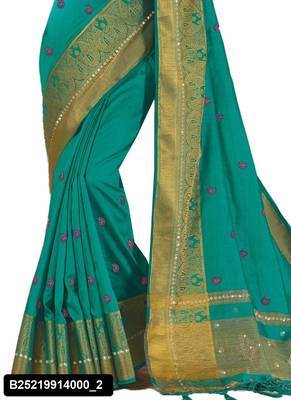 Blue printed dupion silk saree with blouse 3