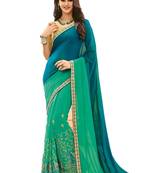 Multicolor embroidered crepe saree with blouse