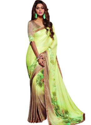 Multicolor printed crepe saree with blouse 1