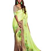 Multicolor printed crepe saree with blouse