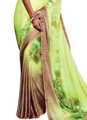 Multicolor printed crepe saree with blouse 3
