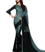Grey plain art silk saree with blouse
