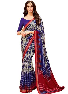 Multicolor printed georgette saree with blouse 1
