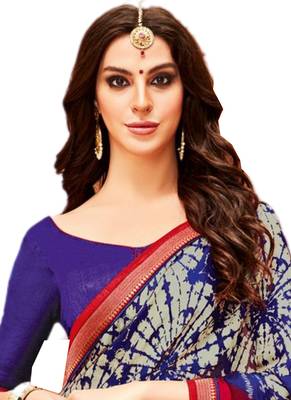 Multicolor printed georgette saree with blouse 2