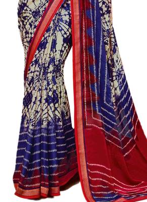 Multicolor printed georgette saree with blouse 3