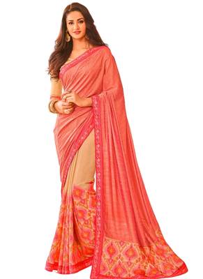 Multicolor printed georgette saree with blouse 1