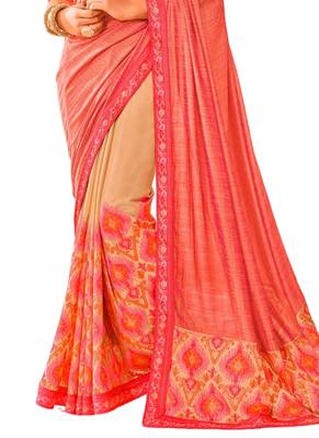 Multicolor printed georgette saree with blouse 3