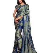 Grey  plain crepe saree with blouse
